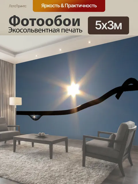 Фотообои Солнце, солнечные лучи, капли