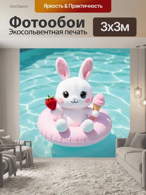 Фотообои Милый зайчик в бассейне