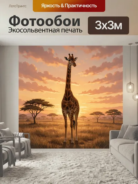 Фотообои Жираф на африканской саванне