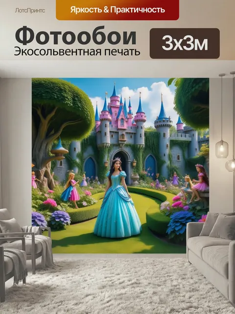 Фотообои Принцесса с феями в замковом саду