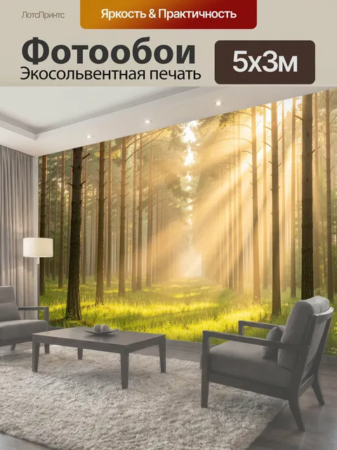 Фотообои Солнечный сосновый лес