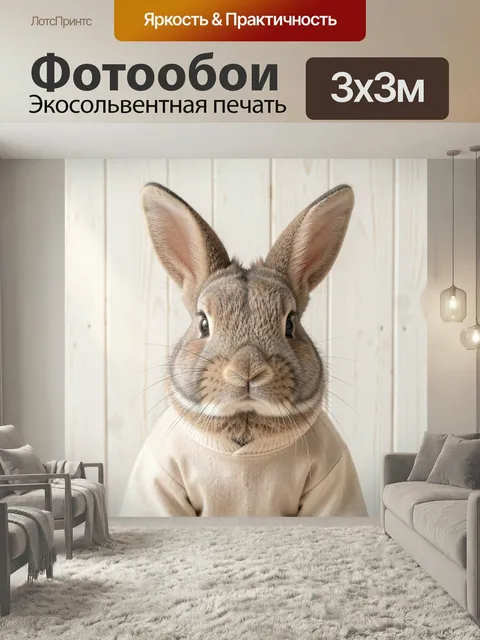 Фотообои Кролик в бежевом свитере