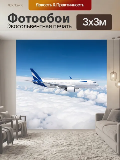 Фотообои Пассажирский лайнер над облаками