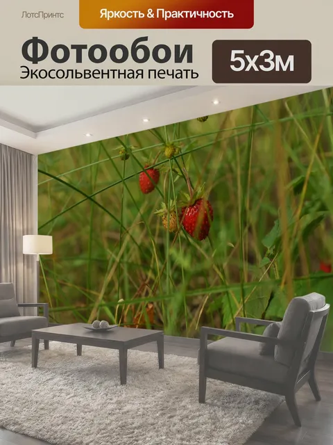 Фотообои Клубника земляника в траве