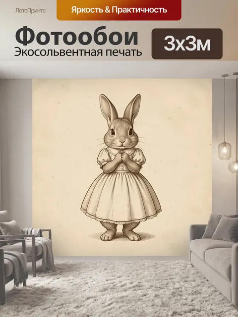 Фотообои Заяц в винтажном платье