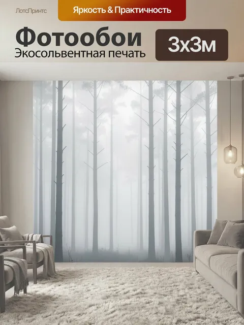 Фотообои Туманный сосновый лес