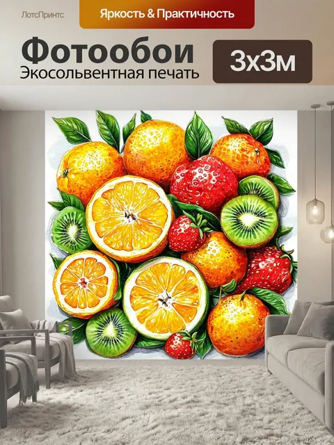 Фотообои Иллюстрация с фруктами на белом фоне, fruit illustration on white background, художественное изображение фрук…