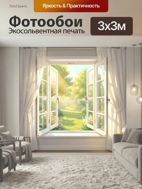 Фотообои Солнечный сад за открытым окном