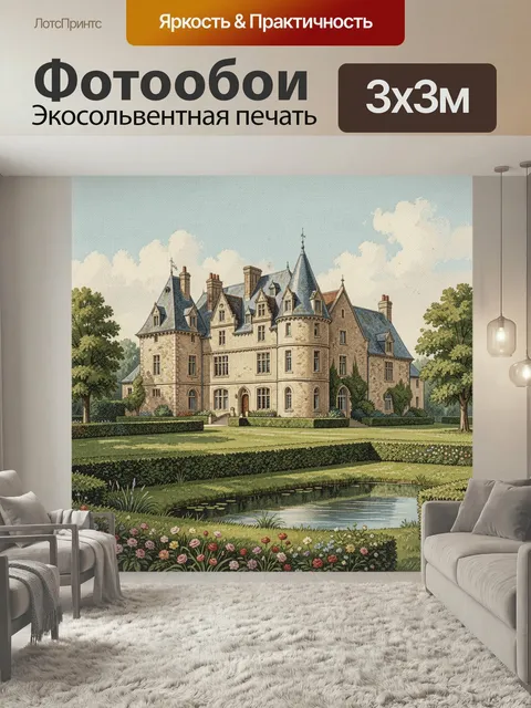 Фотообои Замок в ухоженном саду