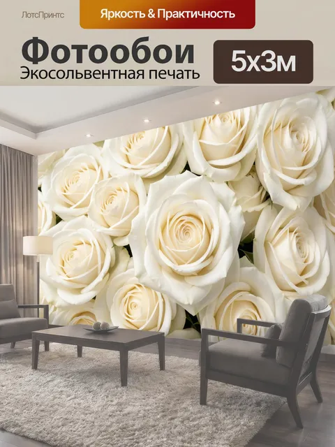 Фотообои Белые розы крупным планом