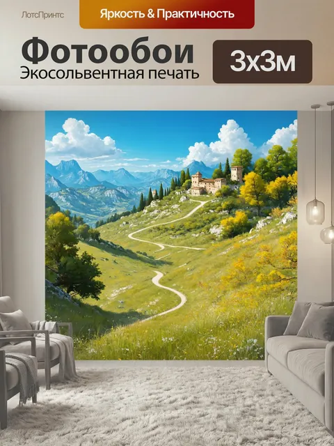 Фотообои Италия рисунок национального парка с тропами и дикой природой
