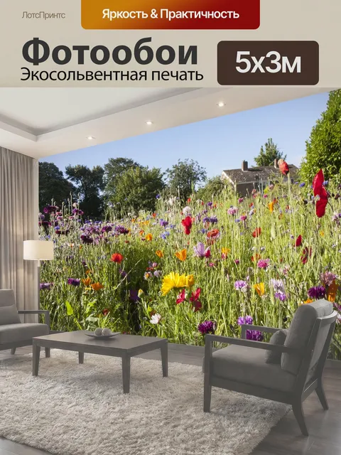 Фотообои Цветы в Луг Красивые полевые