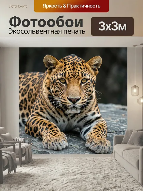 Фотообои Леопард крупным планом