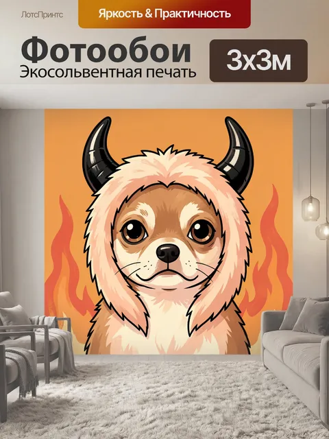 Фотообои Щенок в рогатом капюшоне