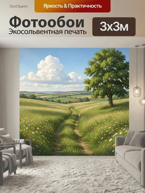 Фотообои Цветущая тропинка в поле
