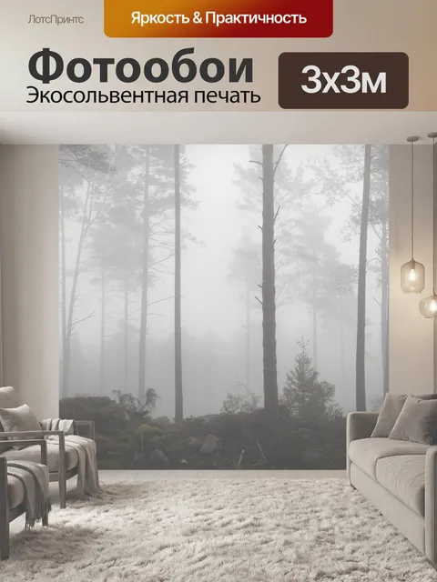 Фотообои Туман, лес, туманный