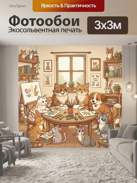 Фотообои Котята и зверята за творческой работой