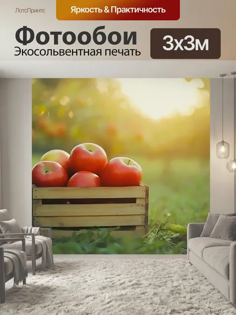 Фотообои Осень, сад, сбор даров природы Урожай яблок Подарок 2025