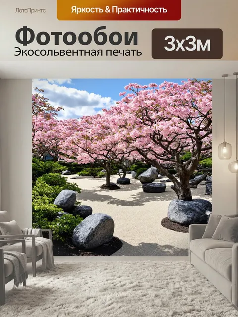 Фотообои Япония: сад камней, где все элементы расположены в гармонии, достигая внутреннего покоя и просветления. серый…