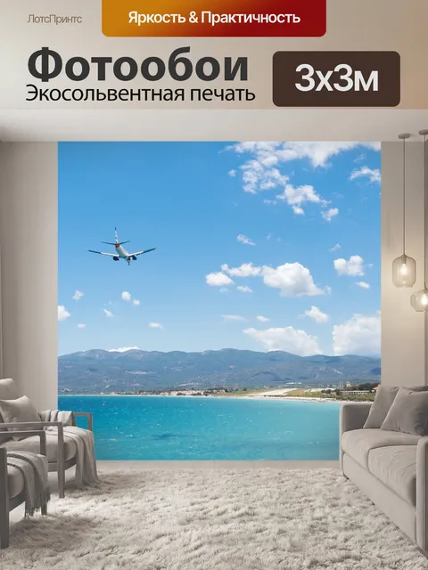 Фотообои Самолет, посадка, остров