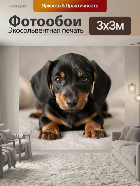 Фотообои Милый щенок таксы крупным планом