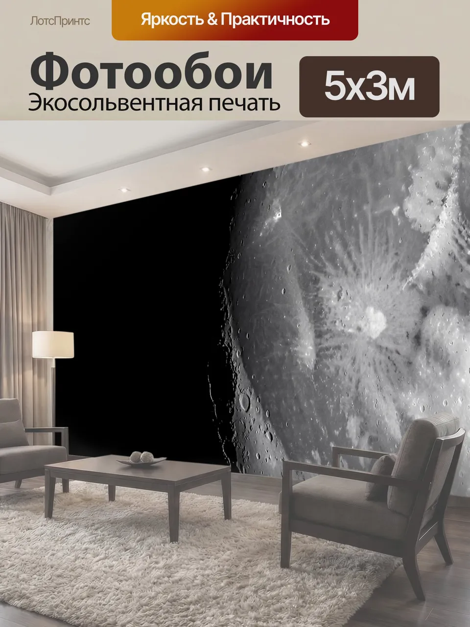 Фотообои Лунный диск на черном небе