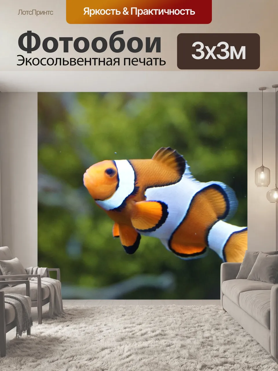 Фотообои Рыба-клоун, анемон, рыбы
