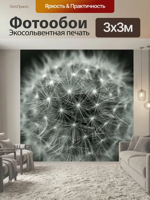 Фотообои Одуванчик, одуванчики, световой эффект