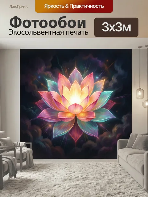 Фотообои Сияющий цветок лотоса в космосе