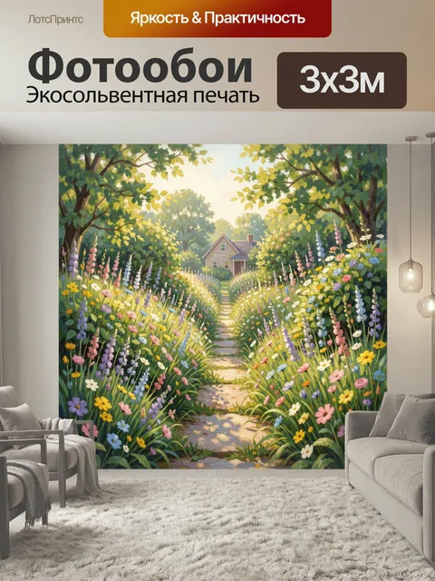 Фотообои Летний сад с домиком
