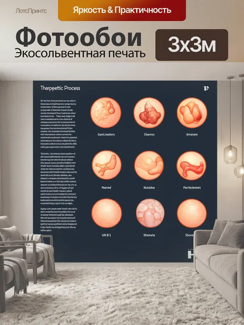 Фотообои Описание различных фаз терапевтического процесса с реалистичными иллюстрациями, выполненное в информативном и…
