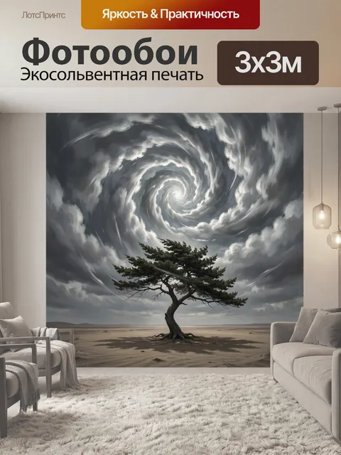 Фотообои Одинокое дерево под вихревым небом