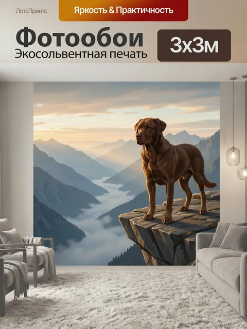 Фотообои Рыжий пёс на горном уступе