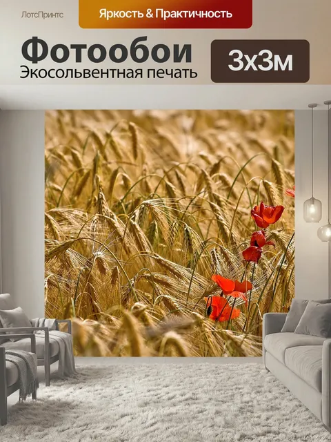 Фотообои Кукурузное поле, кукурузный мак, расцветает
