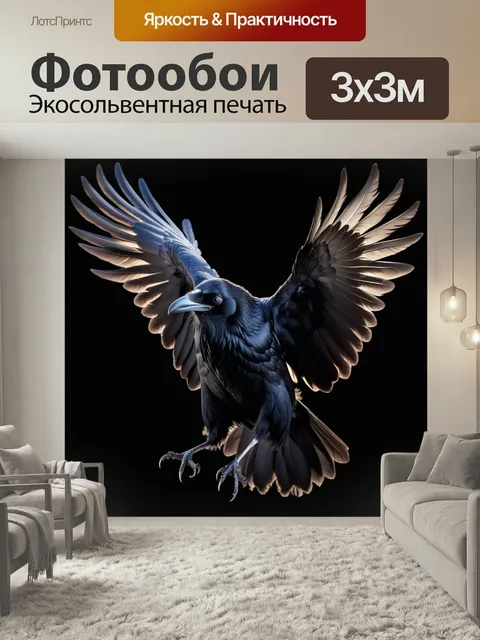 Фотообои Ворон, клюв, крылья черный птица