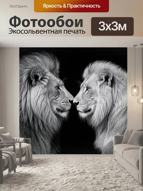 Фотообои Два льва лицом к лицу