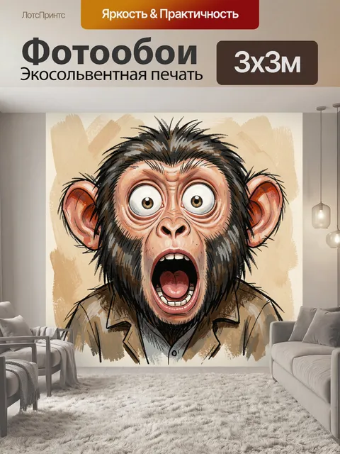Фотообои Удивлённый шимпанзе крупным планом