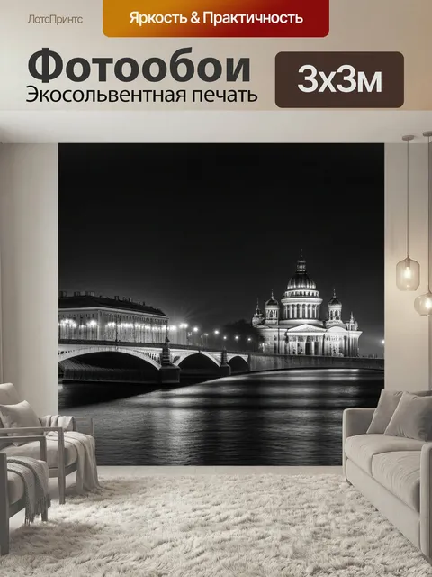 Фотообои С санкт петербургом чернобелый