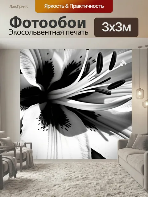 Фотообои Пейзаж с лилией чернобелый