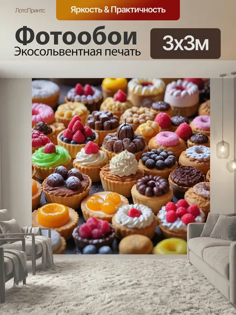 Фотообои С изображением различных десертов и сладостей