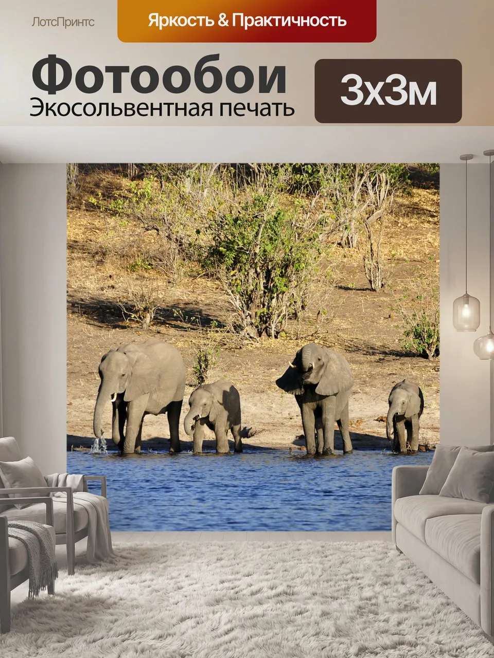 Фотообои Слон, воды слон, слоненка