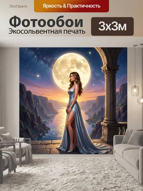 Фотообои Девушка под полной луной
