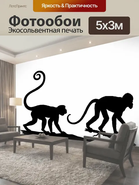 Фотообои Силуэт обезьяны обезьяна животное примат