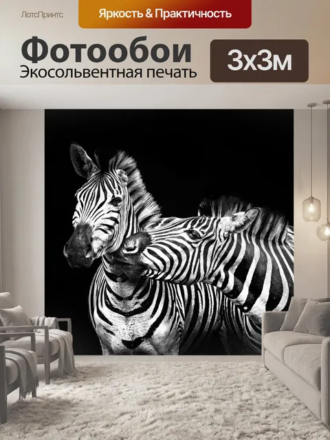 Фотообои Зебры, полосы, черное и белое