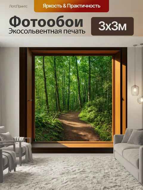 Фотообои Лесная тропа с окна