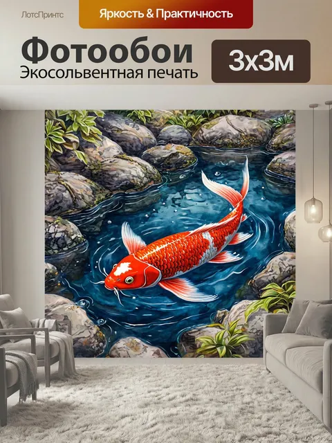 Фотообои Карп кои, декоративная рыба, китайское спокойствие жаберное дыхание рыба