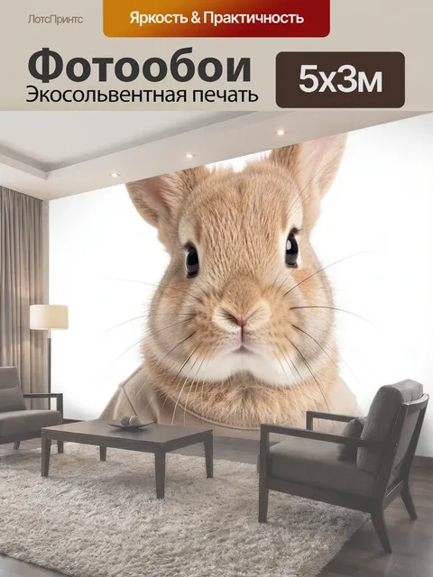 Фотообои Зайчонок в бежевой футболке