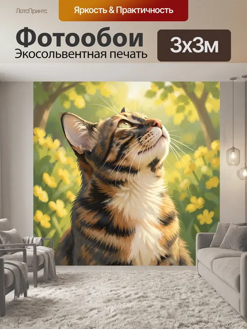 Фотообои Кошка в солнечном саду
