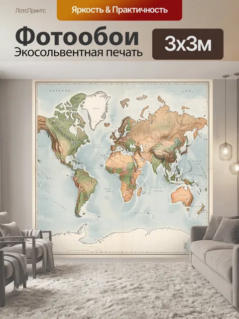 Фотообои Старинная карта мира