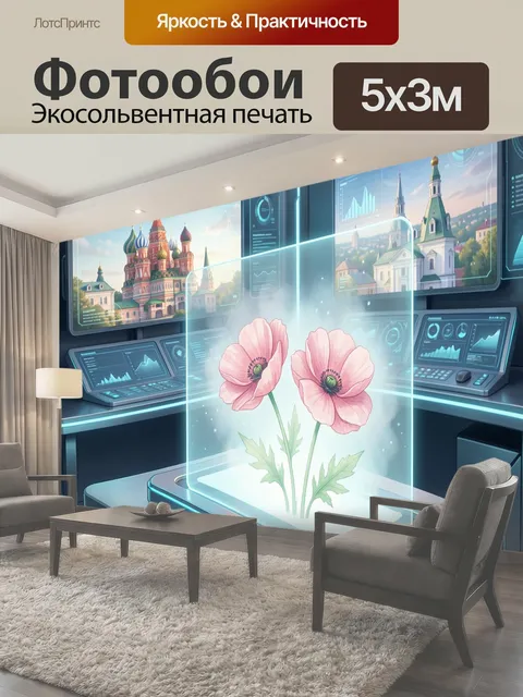 Фотообои Голографические маки в футуристической лаборатории